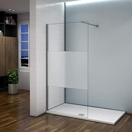 AICA Parete Doccia 100x200cm Con Fissa Walk In Vetro 8 MM Trasparente Barra Stabilizzatrice: 90cm