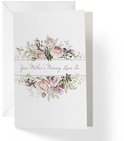 1Up Greetings Sympathy Card Loss of Mother | Heartfelt Sympathy Card with Florals Memory Lives On | 5”x7.5” with envelope | Made in USA | SYMMOM1