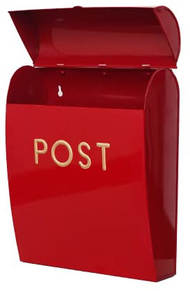 Assorted Collections Red Post Box Wall Mounted Letterbox with Easy Access No Lock for Outdoor Use - Weatherproof And Durable Mailbox Easy Installation, Strong Construction (Large)