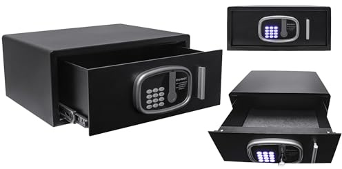 Barska Digital LED Keypad Hotel Safe with Motorized Locking Bolts & Interior LED - 0.72 Cu Ft Front Open Drawer
