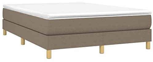 vidaXL Boxspringbett mit Matratze Polsterbett Bettgestell Doppelbett Bett Hotelbett Bettrahmen Lattenrost Schlafzimmerbett Taupe 140x200cm Stoff