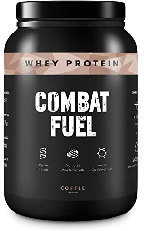 Combat Fuel Premium Whey Protein Shake Powder I 100% Military Safe I Muscle Growth and Recovery I Low in Carbohydrates I High in Protein I Coffee Flavour I 33 Servings per 1 kg Tub