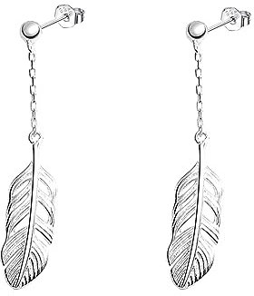 Epoch World 925 Silber Ohrringe Ohrstecker Feder Ohrringe Silber Ohrhänger Damen Ohrringe Silber Hängend Set für Damen Frauen Mädchen