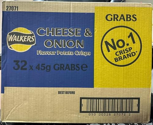 Walker Cheese & Onion Crisps Case of 32x45g