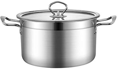 OQHAIR Braisières en Acier Inoxydable, cocotte avec Couvercle en Verre et Finition Miroir Poli