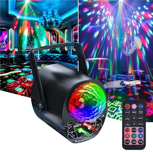 Luce da discoteca 3 in 1 con telecomando, controllo musicale, stroboscopio, controllo vocale, cavo USB da 2 m, per Halloween, Natale, club, feste, festività