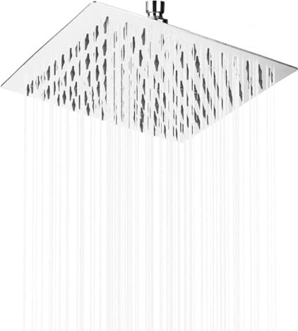 Soffione Doccia Alta Pressione, 30 cm Soffione Doccia Quadrato Acciaio Inossidabile, Regolabile 360° Doccione per Doccia, Copertura Totale del Corpo