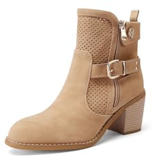 QUEEN HELENA Tronchetti Traforati Stivaletti con Tacco Casual Donna X32-36 (Marrone, Sistema Taglie Calzature EU, Adulto, Donna, Numero, Media, 36)