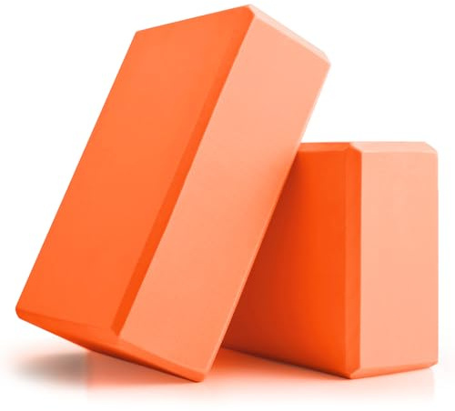 Yoga Blocks 2 Pcs, 9x6x3 Yoga Brick Foam Blocks EVA Foam Block Props Accessories for Pilates Stretching and Meditation (Orange, Large)
