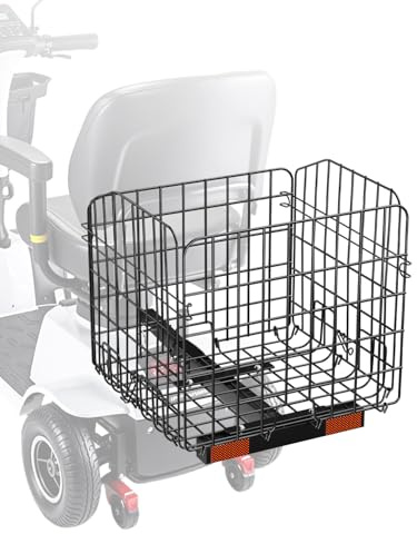 VEVOR Scooter bakre korg, hopfällbar metalltrådkorg, kraftig och rymlig lastkorg, fungerar med 1 tums mottagare, kompatibel med de flesta gyllene, drive- och pride-mobilitetsskoter