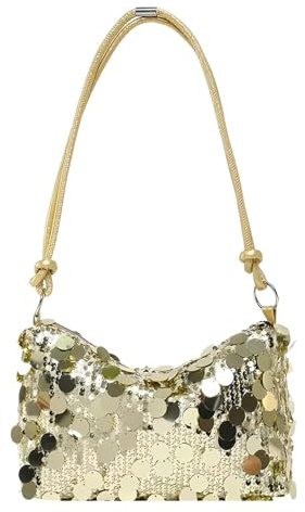 CHUANFU Pochette Dorée à Paillettes, Sac de Soirée Femme