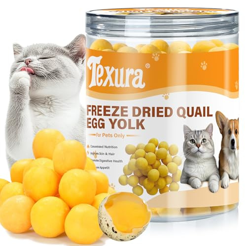Texura Freeze Dried Quail Egg Yolk Treats for Cats & Dogs – Single Ingredient, High-Value Training Reward & Food Topper, Easy to Crumble, Feed Sparingly