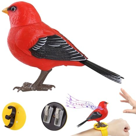 Huxibai Oiseaux pour - Jouet d'oiseaux pour bébés, Animal de Compagnie électronique interactif réaliste pour Bureau, extérieur, Voyage, Salle d'attente