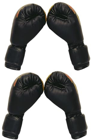 Healeved Guantes de Boxeo para 6oz de PU con Forro Transpirable y Diseño de Fuego 2 Pares para Entrenamiento Sparring Kickboxing y MMA Guantes Infantiles Resistentes y Cómodos