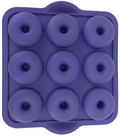 BONKZEBU Moule à Beignets en Silicone, 9 Cavités, Antiadhésifs, Résistants à la Chaleur, Ensemble de Moules à Beignets pour Gâteaux, Biscuits, Muffins, sans BPA, pour Four à -ondes (Bleu)