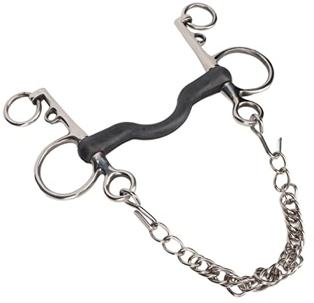 Taidda Filetto a Bocca di Cavallo Filetto in Acciaio Inossidabile per Lucidatura a Mano in Gomma per Accessori per, Aiuto Ideale Facile da Controllare per Gli Appassionati di Equitazione, (127MM)