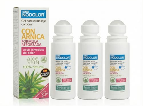 Rollon Multifuncional NoDolor Antiinflamatorio Recue Gel con Arnica y Aloe Vera 100% Natural - Alivio del Dolor Anlagésico de Músculos, Articulaciones, Migrañas, Mosquitos, Artrosis y Masajes (3)