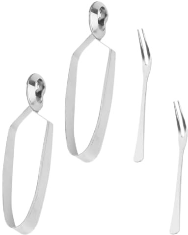 TOGEVAL Set 4pezzi Pinze e Forchetta per Lumache in Acciaio Inossidabile Argento, Alta Resistenza, per Servire Cibo a Casa Durante Cena di Lumache