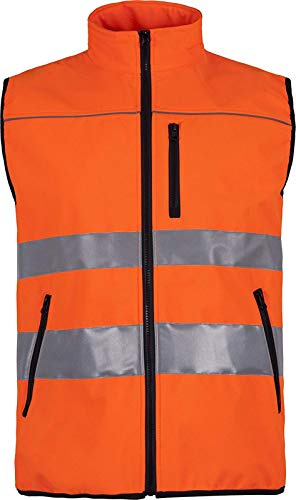 Work Team Chaleco workshell de Alta Visibilidad, Cintas Reflectantes de Diferentes tamaños. EN ISO 20471:2013 Hombre Naranja A.V. XL