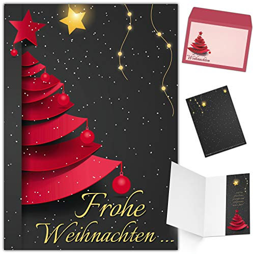 Weihnachtskarten mit Umschlag (15er Set) WEIHNACHTSBAUM - edle Klappkarten - ideal privat und geschäftlich - Frohe Weihnachten Karten von BREITENWERK
