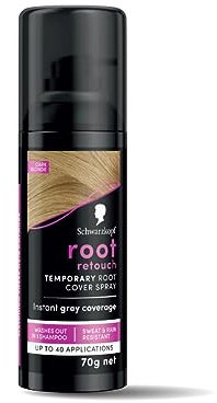Schwarzkopf Root Retouch, Vegan, Temporary Dye Instant Blonde Hair Root Concealer, Grauabdeckung, 40 Anwendungen, 1 Waschgang, dunkelblond, 120 ml,