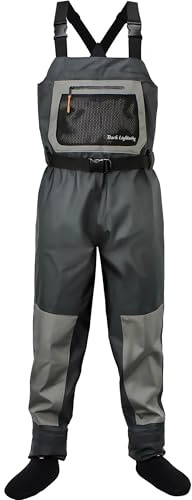 Dark Lightning Breathable Insulated Chest Waders, Perfect for 4 Seasons Fly Fishing Stocking Foot Waders for Men and Women (Pro,M)