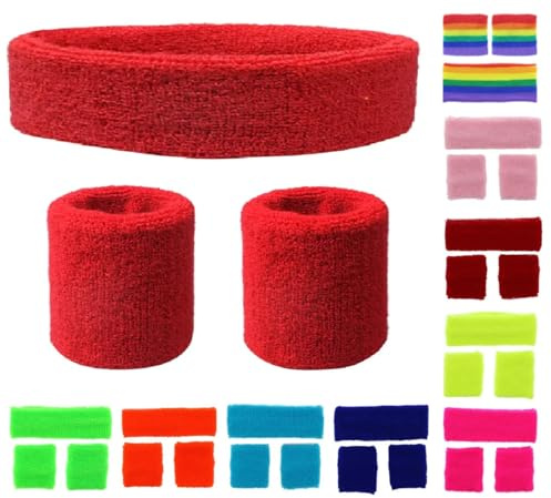 NEON - Set di fasce per fascia e braccialetti (rosso)