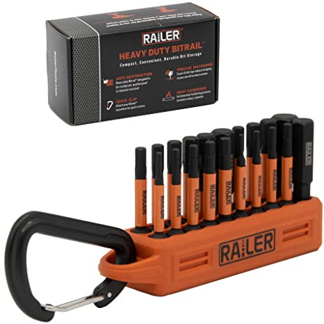 Railer Allen Wrench Hex Bit Set 2 Inch Impact Driver 20pc Hex Bit Set With A Bit Holder & Carabiner. Premium S2 Steel, Ideal For Furniture Screws