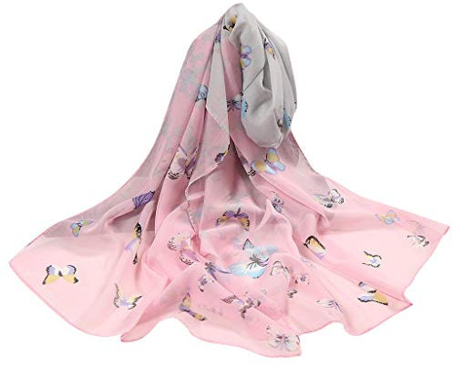 Sudemota Echarpes Femme 160 * 50 cm Femmes Fleur Imprimer Long Soft Wrap Écharpe Simulation Soie Châle Foulards Foulard Folklorique (Color : Rosa, Size : One Size)