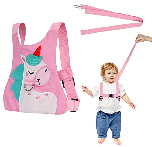 AOMIG Baby Reins, Baby Walking Reins and Toddler Safety Harness, Pony Baby Reins Safety Leash for Toddlers Boys and Girls (Pink)