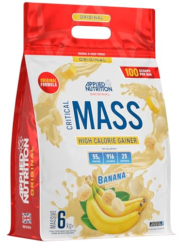 Applied Nutrition Original Critical Mass - Weight Gainer with MCT Powder, High Calorie Protein Powder Mass Gainer (6kg - 25 Servings) (Banana)