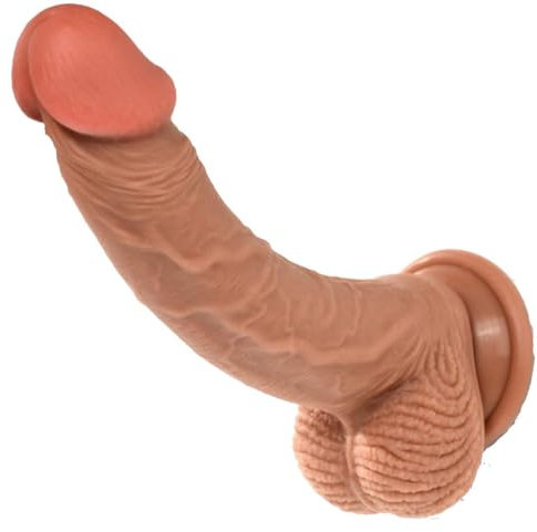 Dildo - 20 x 4cm Realistischer Flüssiges Silikon Dildo,Weichen Silikon Dildos Penis Nachbildung mit Echten Venen und Prallen Hoden,Analdildo Sex Spielzeug für die Frau und Männer