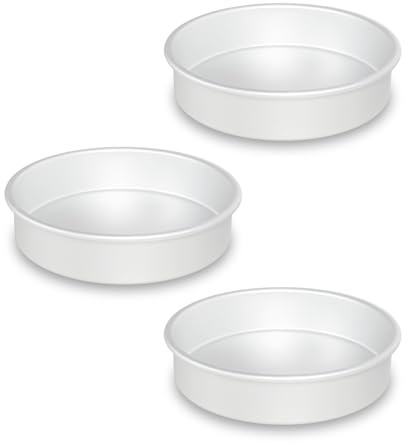 kefyixc Juego de 3 moldes redondos de aluminio para tartas de 8 pulgadas para tartas de cumpleaños (8 x 2 moldes redondos para tartas, juego de 3)