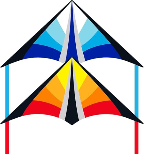 Larilook Delta Kites for Kids and Adults, Easy to Fly Kite, beginner kites for kids ages 4-8,Kite Handle and Line Included, (Blue+Orange)