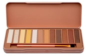 bonvoyage Essentials, Palette Maquillage Yeux avec Pinceau, 12 Tons Nude Mates et Brillants Longue Tenue, Couleurs Inspirées de Californie, Formules Estompables, Sunset in Cali