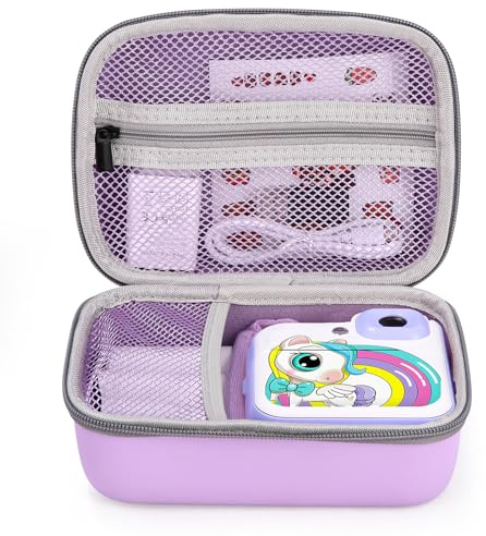 Ixydor Funda para Cámara Infantil, Estuche Funda para Niños Compatible con Gofunly/YORKOO/OPERHOO/CHRERNA/YKSLEMON/CKATE Cámara Instantánea para Niños, Caja de Almacenamiento para Cables y Accesorios