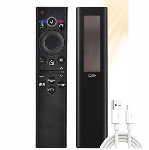 Replacement for Samsung Remote Control for Smart TV, Rechargeable Samsung Solar TV Remote 2025-2018, Universal, Fast Charging, Solarcell, Free USB C Cable, Voice, Bluetooth. 2-Year Warranty