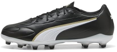 PUMA Scarpe da Calcio Unisex King 20 Match FG/AG, Nero e Oro Bianco, Numero 42, Puma Nero PUMA Bianco PUMA Oro, 43 EU