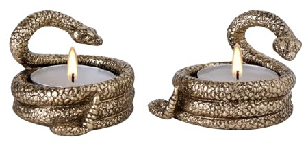 NIKKY HOME Gold Snake Tealight Candle Holders Set of 2, Centerpiece Table Decorations, Decorative Metal Stand for Tea Light Candles, Votive Candles