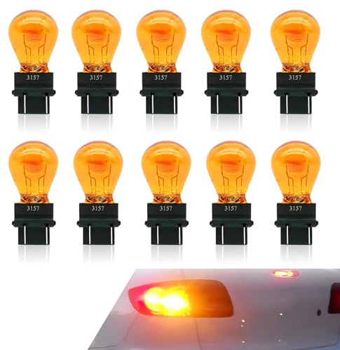 Opuweiy 10 PCS Turn Signal Bulb, 3157 Miniature Bulb, 12 V 21/5 W Automobile Lighting Replacement Accessory (Yellow)