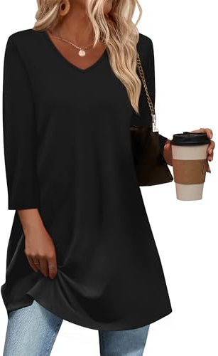 OFEEFAN Black Dress Tops For Women Work Shirts For Women With Leggings XL