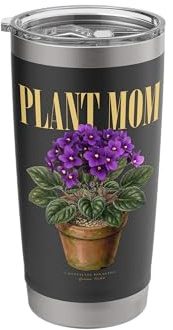 Vintage African Violet Plant Mom Nature Flora Gardener Stainless Steel Insulated Tumbler