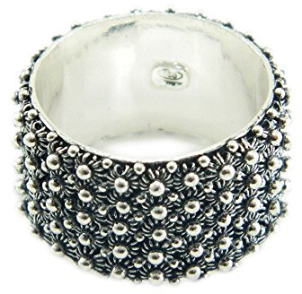 Anello in argento brunito 925 fede filigrana tipo sarda lavorazione nido ape 5 file (13)