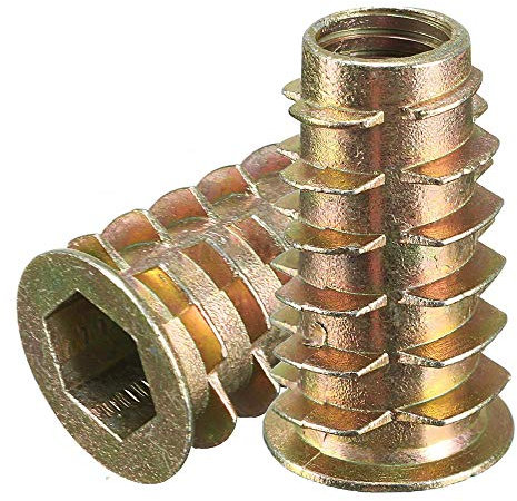 (Pack of 10) ADL M8 x 20mm THREADED HEX DRIVE FIXING TYPE D WOOD INSERT FULLY THREADED FIXING FURNITURE NUTS