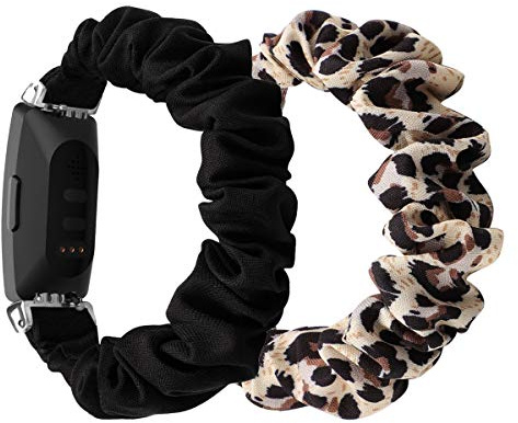 Pack de 2 bracelets Chofit compatibles avec Fitbit Inspire 2/Inspire HR/Inspire, scrunchies de remplacement en chiffon satiné pour bracelet de bras pour femmes pour le moniteur d’activité Inspire 2