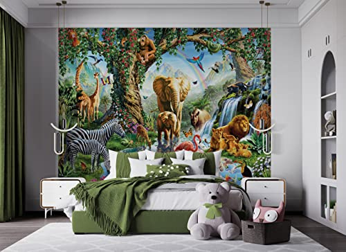 Walltastic Jungle Lake Wallpaper Mural, Childrens Bedroom, Playroom, 8 feet High x 10 feet Wide, 1 Size