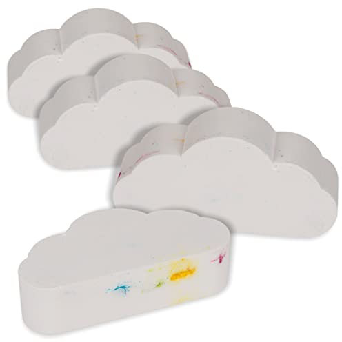 Geschenkset Badebomben Badeperlen Badezusatz mit ätherischen Ölen für Frauen Freundin Mama Kinder, Geschenk für Geburtstag Weihnachten Muttertag (4x 100g, Regenbogen Badewolken)