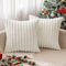 MIULEE Plüsch Kissenbezug Kissenbezüge Sofakissen Dekokissen Kunstpelz Weich Moderne Streifen Reißverschluss Waschbar Deko Kissenhülle für Wohnzimmer Sofa 2er Set 50x50 cm Reines Weiß