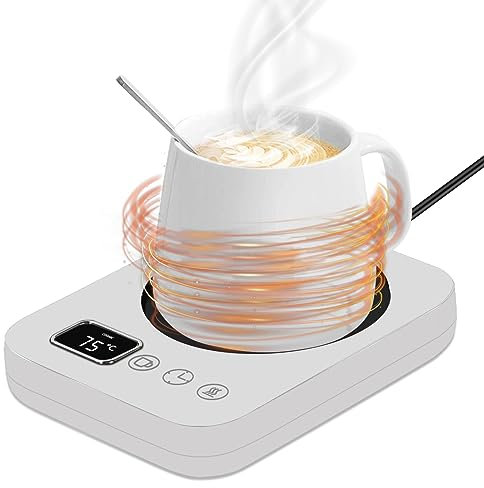 MIAOKE Kaffeetassenwärmer, intelligenter Tassenwärmer mit 3 Temperatureinstellungen Tassenwärmer für den Schreibtisch 4H Auto An/Aus Heizuntersetzer, Teewärmer-Weiß