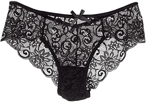 Culotte Dentelle Femme Sexy, Slips Femme Taille Mi-Haute Découpe Solide Transparent Élasticité sous-Vêtements avec Noeud Invisible Respirants et Confortables Chic et Charmant de Mode Culottes